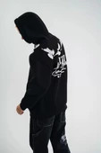 Unisex Uzun Kol Bisiklet Yaka Yıkamalı SweatShirt - Siyah thumbnail 8