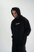 Kapşonlu Double Oversize Dijital Patchli SweatShirt - Siyah thumbnail 1