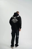 Unisex Uzun Kol Bisiklet Yaka Yıkamalı SweatShirt - Siyah thumbnail 4