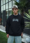 Üç İplik Bisiklet Yaka Baskılı SweatShirt - Siyah thumbnail 2