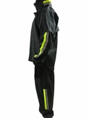 Unisex Tam Kalıp Motorcu Kurye Su Gecirmez Yağmurluk Takım - Siyah thumbnail 3