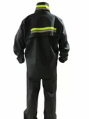 Unisex Tam Kalıp Motorcu Kurye Su Gecirmez Yağmurluk Takım - Siyah thumbnail 5