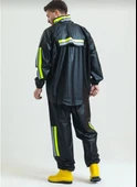 Unisex Tam Kalıp Motorcu Kurye Su Gecirmez Yağmurluk Takım - Siyah thumbnail 7