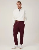 Oversize Yarım Farmuarlı Yakalı Basic SweatShirt - Beyaz thumbnail 2