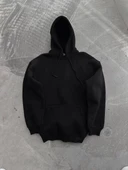 Kapüşonlu Üç İplik Penye Basic SweatShirt - Siyah thumbnail 2