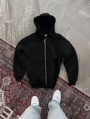 Oversize Tam Fermuarlı Uzun Kol Hırka - Siyah thumbnail 2