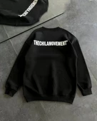 Kışlık Bisiklet Yaka Oversize Baskılı SweatShirt - Siyah thumbnail 2