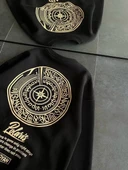 Kışlık Bisiklet Yaka Ön Ve Arka Baskılı SweatShirt - Siyah thumbnail 4