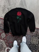 Oversize Üç İplik Bisiklet Yaka Baskılı SweatShirt - Siyah thumbnail 1
