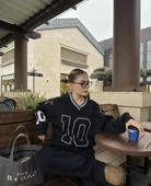 V Yaka Üç İplik Sweat Takım - Siyah thumbnail 1