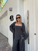 Kadın Triko Üçlü Takım - Füme thumbnail 2