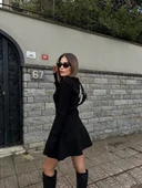 İkili Fermuarlı Hırkalı Etekli Takım - Siyah thumbnail 2