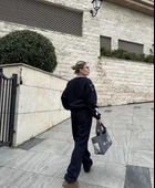 V Yaka Üç İplik Sweat Takım - Siyah thumbnail 6