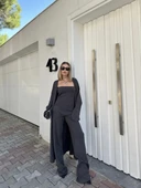 Kadın Triko Üçlü Takım - Füme thumbnail 5