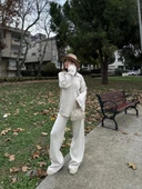 Yakalı Cizgi Detaylı Triko İkili Takım - Beyaz thumbnail 1