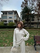 Yakalı Cizgi Detaylı Triko İkili Takım - Beyaz thumbnail 4