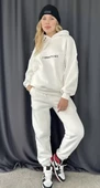 Nakış İşlemeli Üç İplik Sweat Takım- Beyaz thumbnail 7