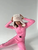 Kemer Detaylı Fermuarlı Tulum - Pembe thumbnail 3