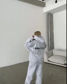 Nakış İşlemeli Üç İplik Sweat Takım- Gri thumbnail 1