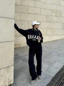 Üç İplik Yakalı Sweat Baggy Pantalonlu Takım - Siyah thumbnail 5