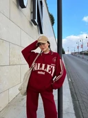 Üç İplik Yakalı Sweat Baggy Pantalonlu Takım - Bordo thumbnail 3