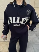 Üç İplik Yakalı Sweat Baggy Pantalonlu Takım - Siyah thumbnail 1