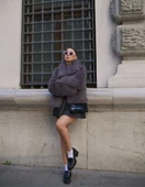 Salaş Sakallı Yumuşak Dokulu Yakalı Cepli Suni Kürk - füme thumbnail 7