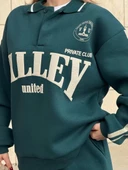 Üç İplik Yakalı Sweat Baggy Pantalonlu Takım - Yeşil thumbnail 2