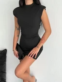 Yarım Bogazlı Kolsuz Mini Boy Elbise - Siyah thumbnail 5