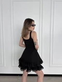 Mini Askılı Elbise - Siyah - 7