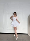 Mini Askılı Elbise - Beyaz thumbnail 6