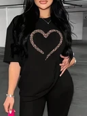 Baskılı Kadın T-shirt - Siyah thumbnail 1