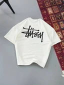 Erkek Baskılı Oversize T-shirt - Beyaz thumbnail 2