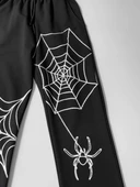 İki İplik Kumaş Örümcek Baskılı Esofman - Siyah thumbnail 3