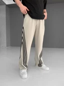 İki İplik Kumaş Şeritli Alt Esofman - Gri thumbnail 1