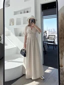 Kısa Kollu Uzun Elbise - Kırık Beyaz thumbnail 4