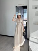 Kısa Kollu Uzun Elbise - Kırık Beyaz thumbnail 1