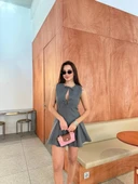 Bağcık detaylı Kolsuz Mini Elbise - Antrasit thumbnail 5