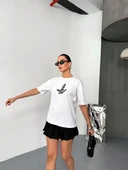 Kısa Kol Baskılı T-shirt - Beyaz thumbnail 4