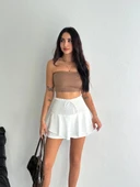 Ayrobin Şortlu Etek - Beyaz thumbnail 5