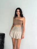 Ayrobin Şortlu Etek - Bej thumbnail 3