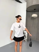 Kısa Kol Baskılı T-shirt - Beyaz thumbnail 3