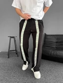 İki İplik Kumaş Şeritli Alt Esofman - Siyah thumbnail 3