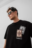 Erkek Baskılı Oversize T-shirt - Siyah thumbnail 1