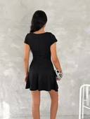 kısa kollu Mini Elbise - Siyah - 2