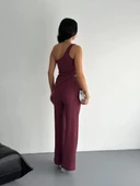 Asimetrik Crop Pantalon ikili Takım - Gül Kurusu thumbnail 2