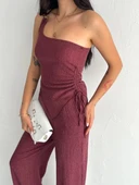 Asimetrik Crop Pantalon ikili Takım - Gül Kurusu thumbnail 6