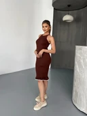 Fırfır Detaylı Triko Elbise- Kahverengi thumbnail 2