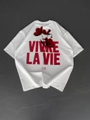 Baskılı Oversize Bisiklet Yaka T-shirt - Beyaz thumbnail 1