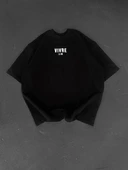 Baskılı Oversize Bisiklet Yaka T-shirt - Siyah thumbnail 2